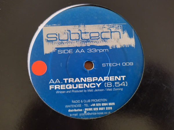 Subtech – Twisted House / Transparent Frequency 12" (UK VG)