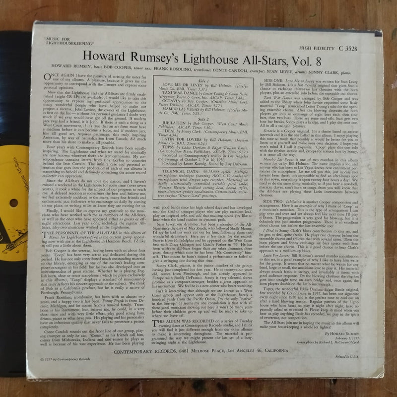 Howard Rumsey's Lighthouse All-Stars | Music For Lighthousekeeping (USA VG)