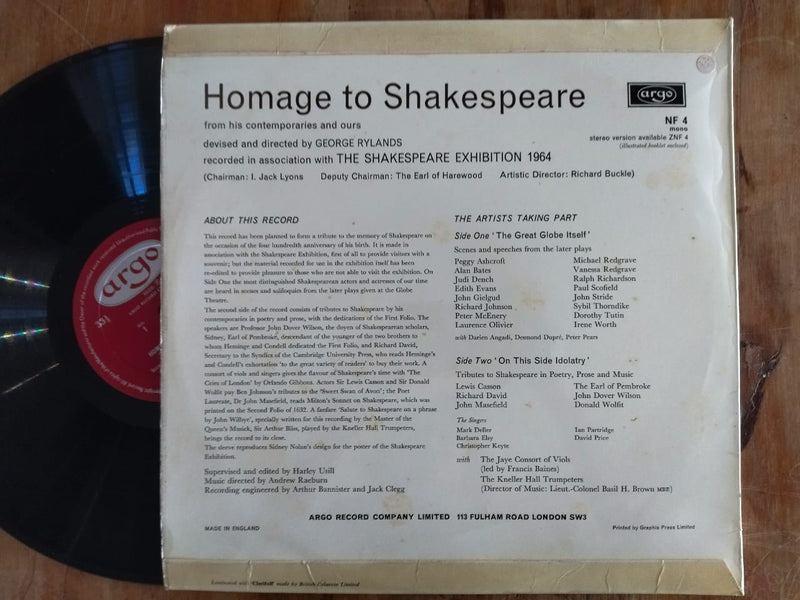 William Shakespeare – Homage To Shakespeare (UK VG+)