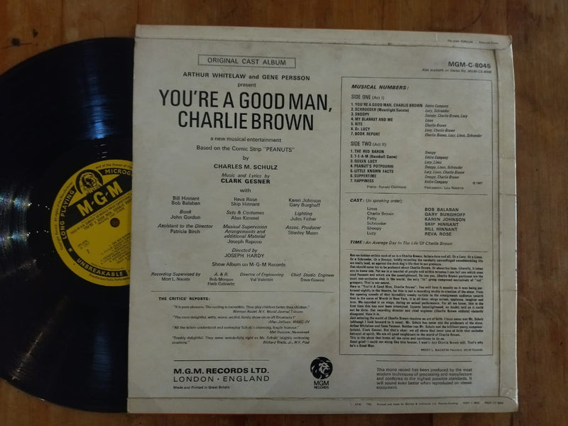 The Original Cast Album Of "You're A Good Man Charlie Brown" (RSA VG)