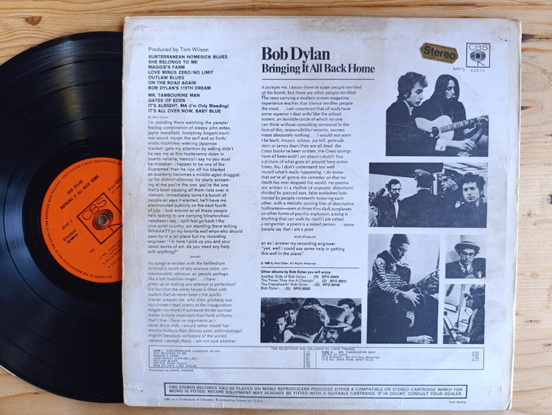 Bob Dylan - Bringing It All Back Home (UK VG-)