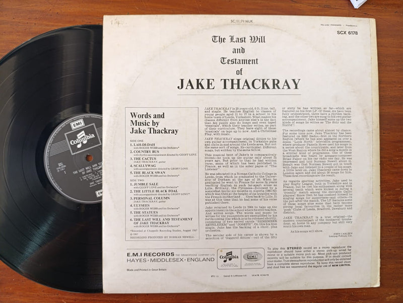 Jack Thackray - The Last Will And Testament (UK VG)