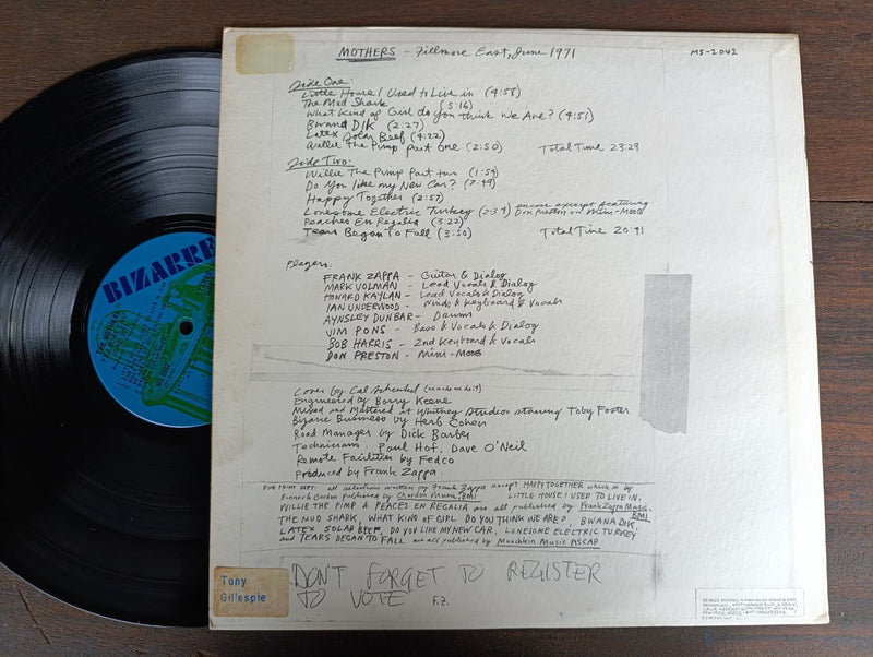 The Mothers - Fillmore East June 1971 (USA VG+)