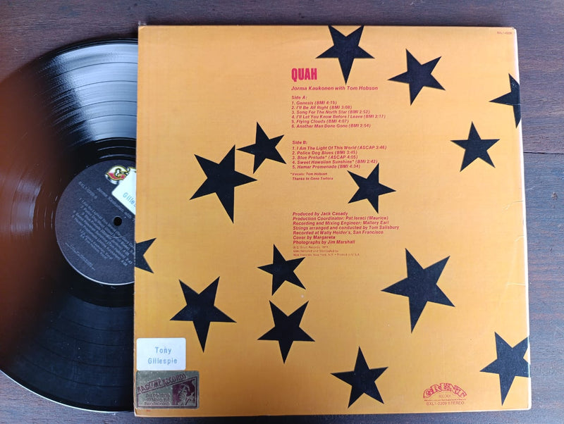 Jorma Kaukonen With Tom Hobson – Quah (USA VG+) Gatefold