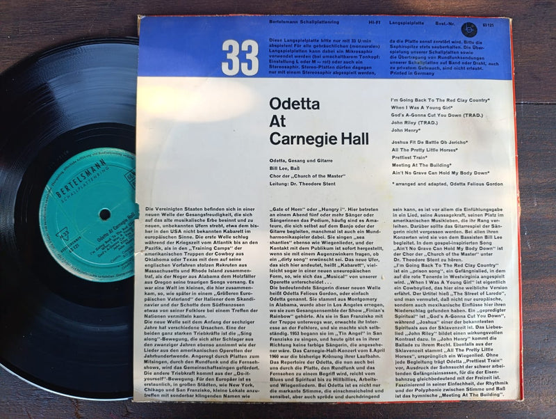 Odetta - At Carnegie Hall 10" (Germany VG)