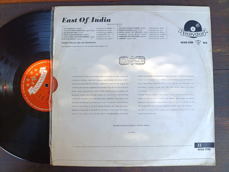 Werner Müller And His Orchestra – East Of India (RSA VG-)