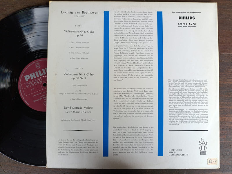 David Oistrach, Lew Oborin, Ludwig Van Beethoven – Violinsonaten Nr. 10 Op. 96 - Nr. 8 Op. 30 Nr.3 (Germany VG+)