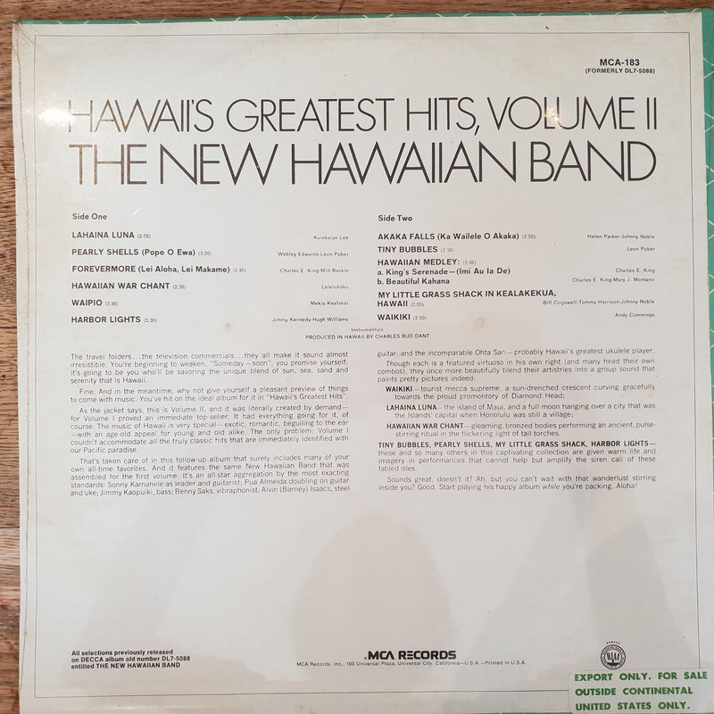 The New Hawaiian Band – Hawaii's Greatest Hits Vol. 2 (USA EX) Sealed
