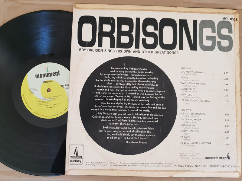 Roy Orbison - Orbisongs (RSA VG)