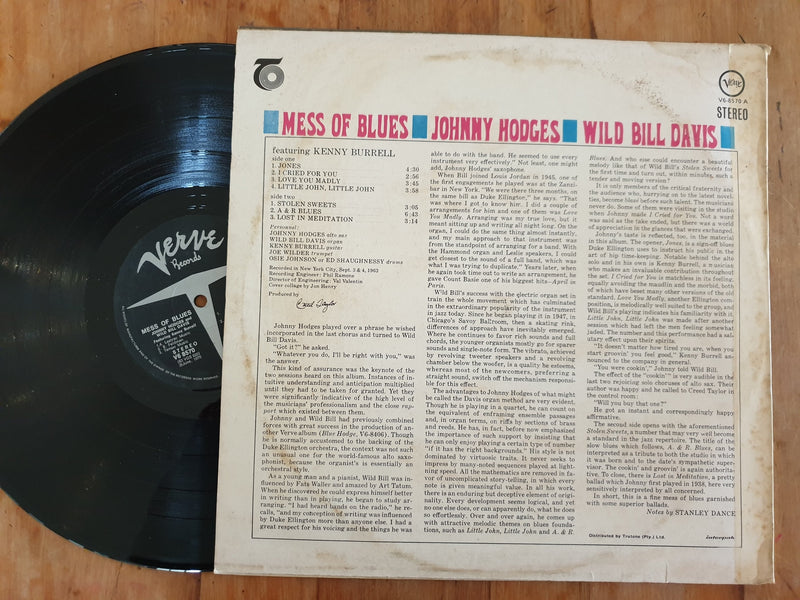 Johnny Hodges & Wild Bill Davis - Mess Of Blues (RSA VG+)