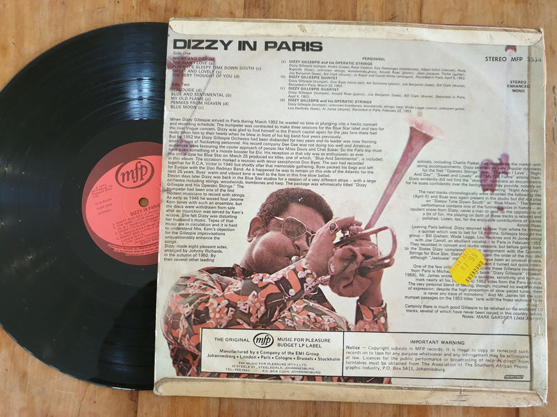 Dizzy Gillespie - Dizzy In Paris (RSA VG-)