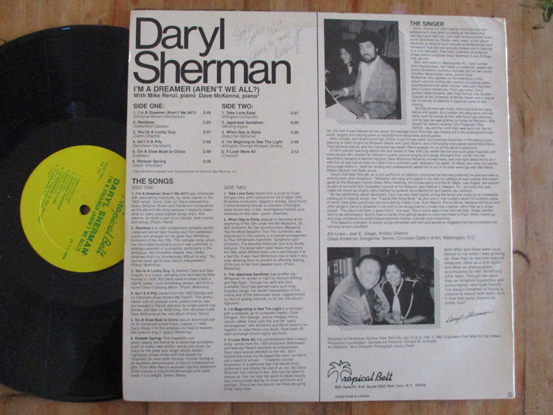 Daryl Sherman With Mike Renzi, Dave McKenna – I'm A Dreamer, Aren't We All (USA VG+) Autographed