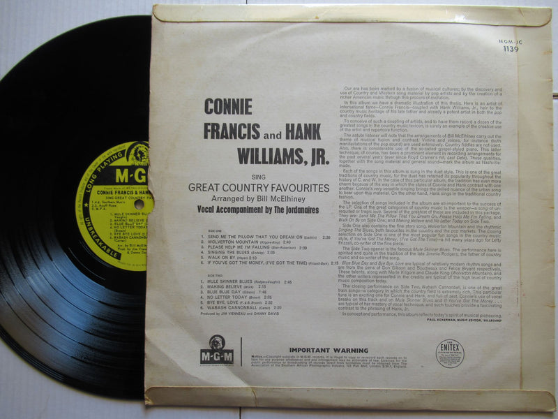 Connie Francis & Hank Williams, Jr. | Sing Great Country Favorites (UK VG)