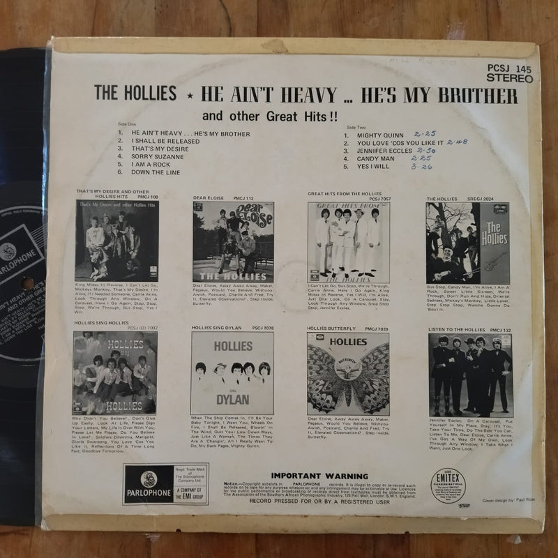 The Hollies – He Ain't Heavy, He's My Brother & Other Great Hits (RSA VG)