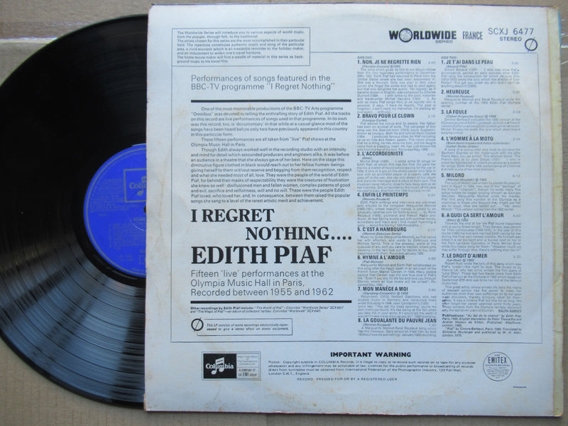 Edith Piaf | I Regret Nothing (RSA VG+)