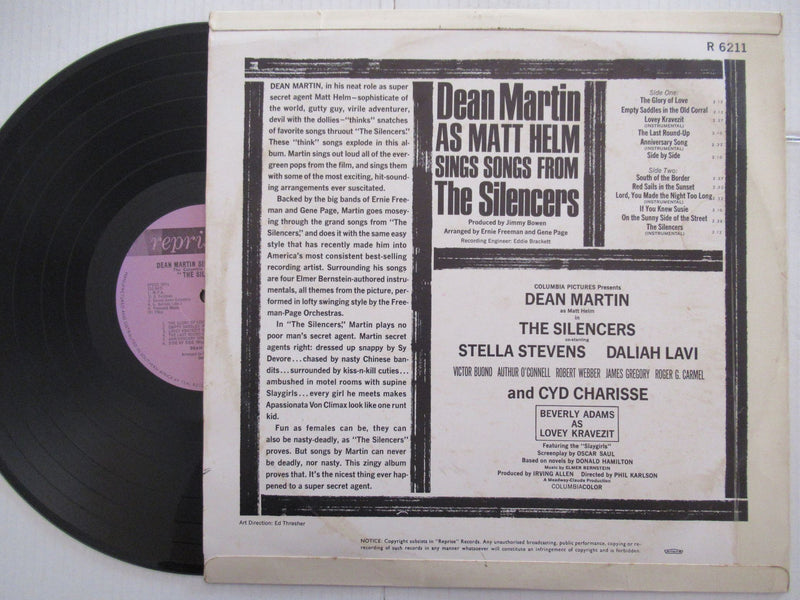 Dean Martin – As Matt Helm Sings Songs From "The Silencers" (RSA VG+)