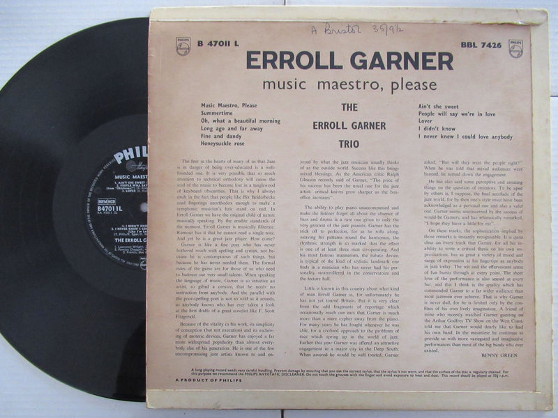 Erroll Garner | Music Maestro Please (UK VG+)