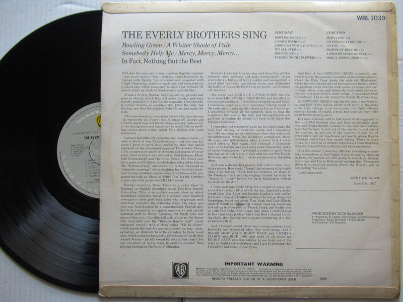 The Everly Brothers | The Everly Brothers Sing (RSA VG+)